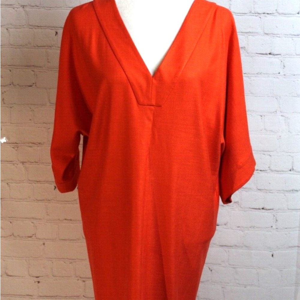 Chic Orange V-Neck Dress
